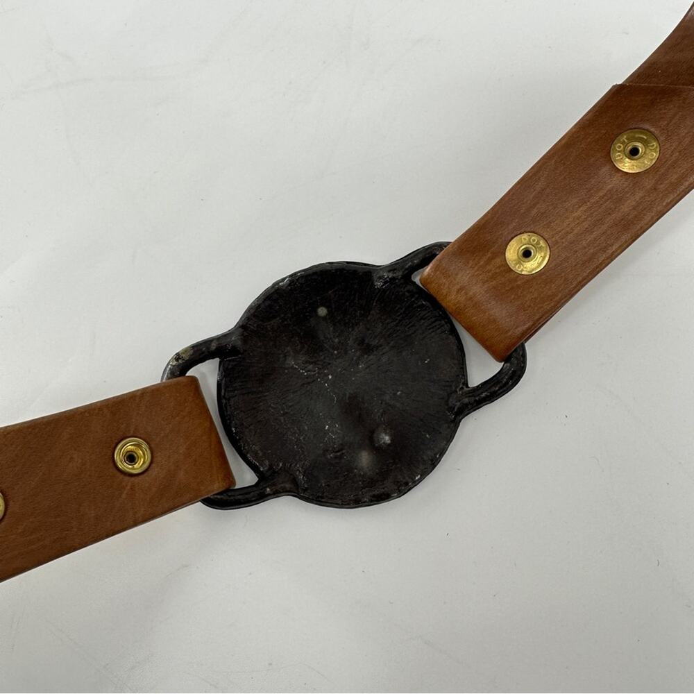 Amerigo Vespucci Brown Studs Coin Buckle Belt - Picture 2 of 10